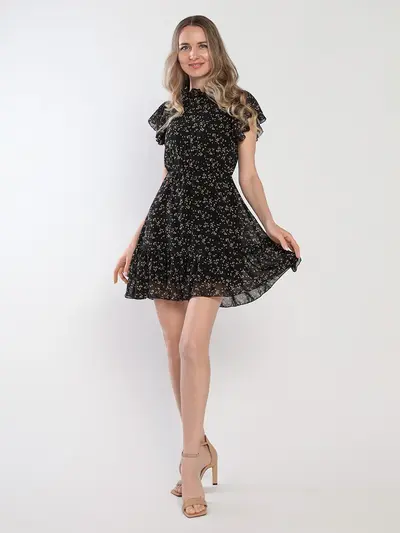 Платье приталенного кроя с цветочным принтом